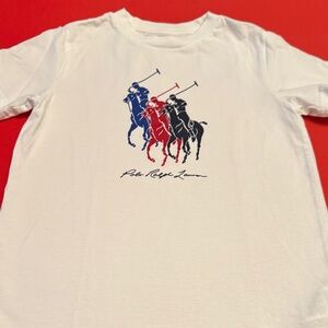 Polo by Ralph Lauren boys white Logo Graphic Tee - Red/Blue/Black Polo Players